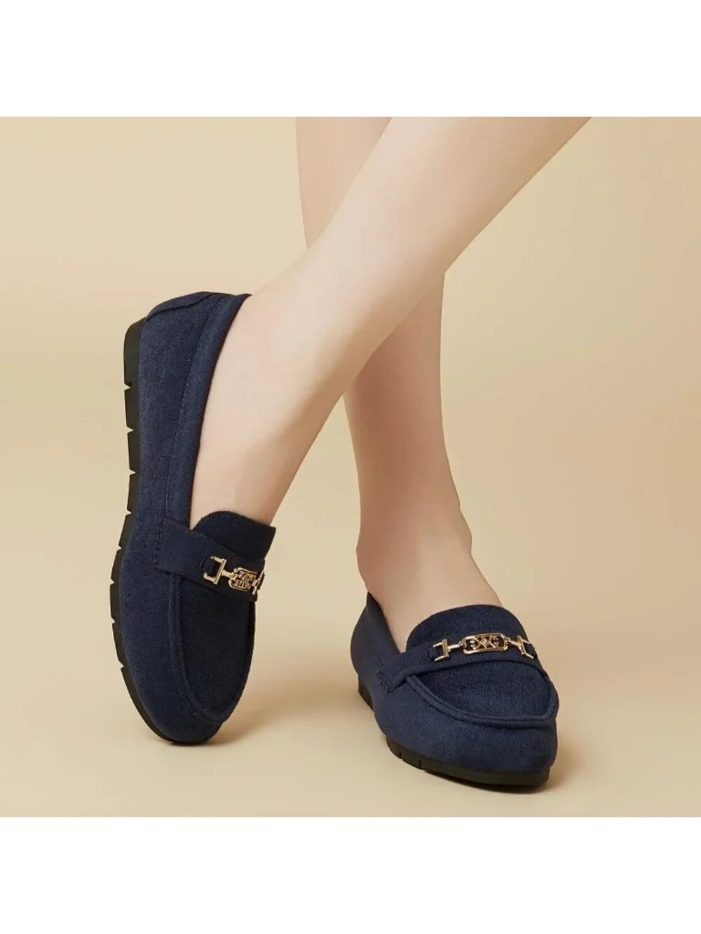 Women's Blue Comfort Walking Pull On Leisure Slip On Work Loafer Flat Shoes